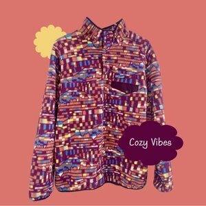 Patagonia Purple Fitz Roy Synchilla L EUC